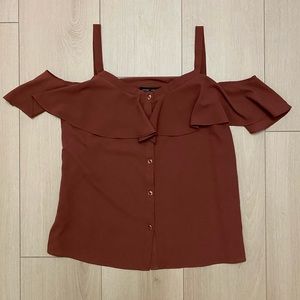 Moa Moa Spaghetti Strap Off Shoulder Mauve Top - Size M